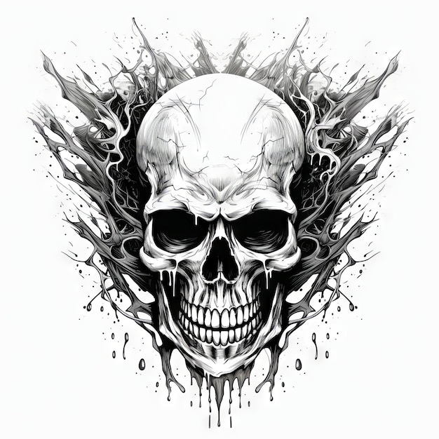 An Illustration skull tattoo design