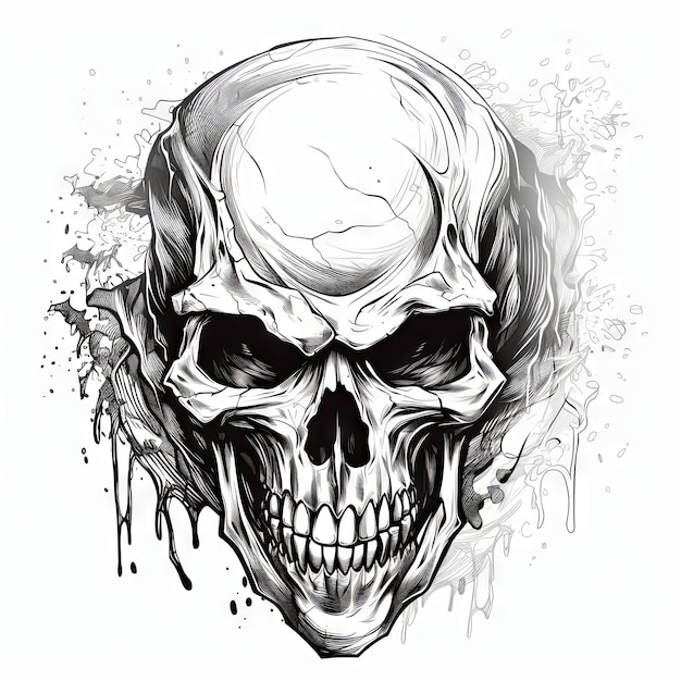 An Illustration skull tattoo design