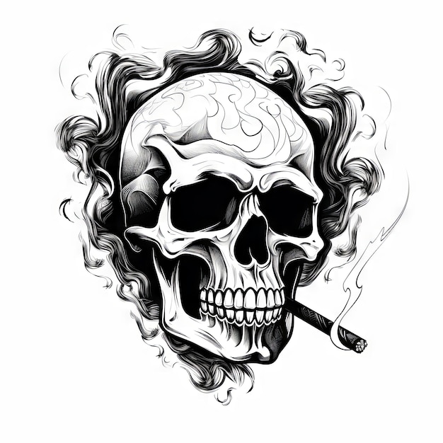 An Illustration skull tattoo design