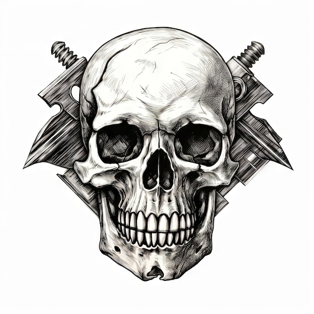 An Illustration skull tattoo design