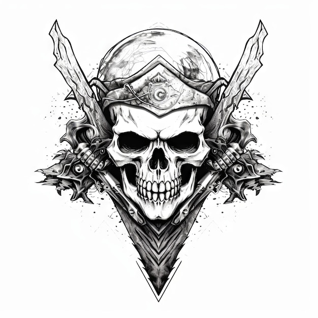 Photo an illustration skull tattoo design