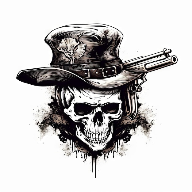 An Illustration skull tattoo design