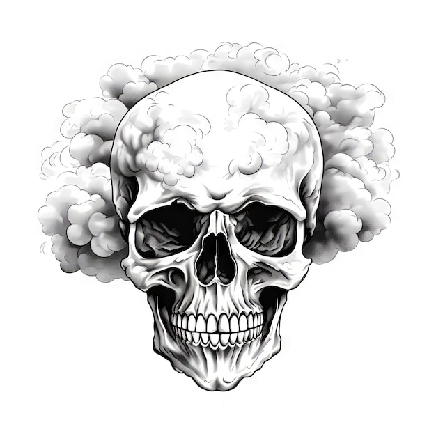 An Illustration skull tattoo design