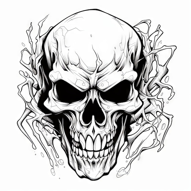 An Illustration skull tattoo design