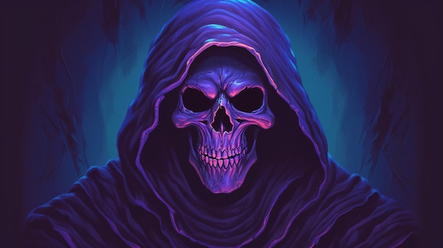 Illustration of a skull with a purple skull on it