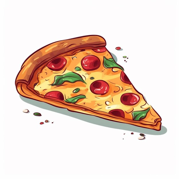 Photo illustration of a slice of pizza with pepperoni and basil generative ai