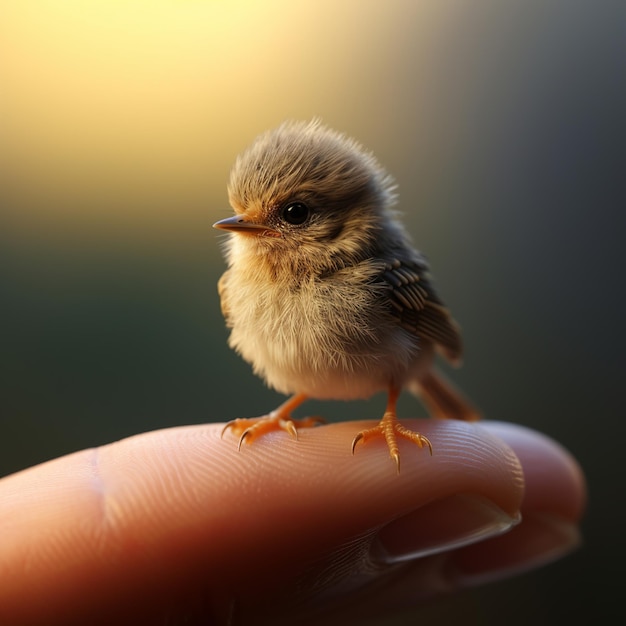 illustration of a small bird sitting on top of a persons finger a photo