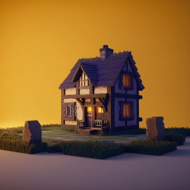 Photo illustration small housefantasy wooden