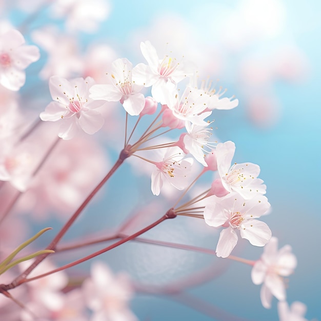 illustration of Small white flowers on a toned on gentle soft blue