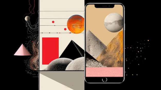 Photo illustration of a smarthphone collage abstract