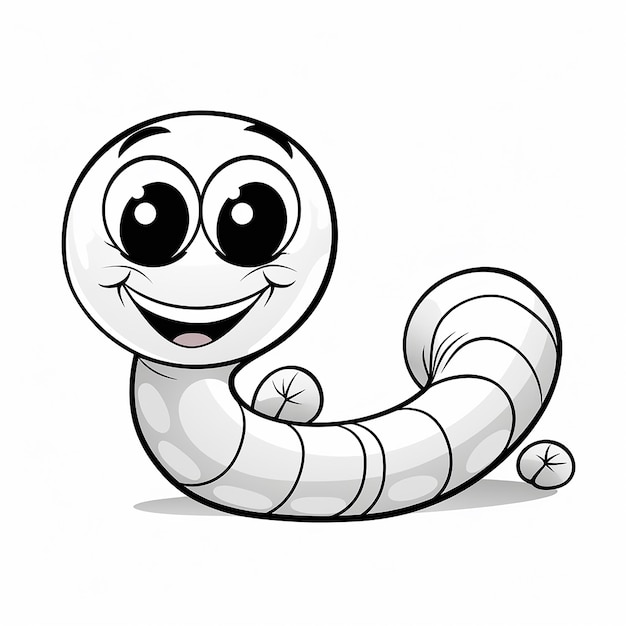 Photo illustration of a smiling worm in black and white coloring generative ai