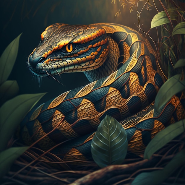 Illustration snake in the nature