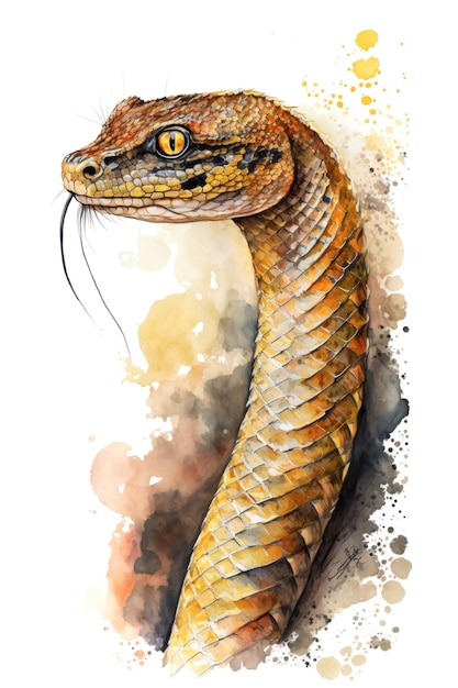 Illustration snake in watercolor Animal on a white background generative AI