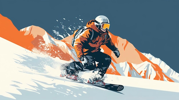 Illustration of Snowboarding Adventure AIGenerated Art