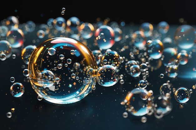 Illustration of soap bubbles with reflection