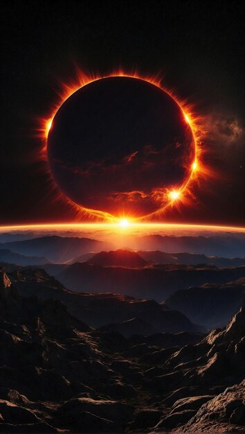 Photo illustration of a solar eclipse with black clouds and a black hole 2