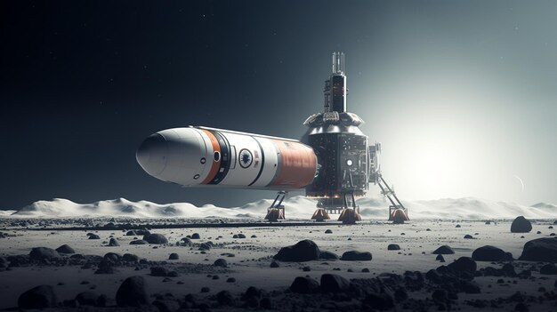 Photo illustration of a spaceship with an indian flag lands on the moons