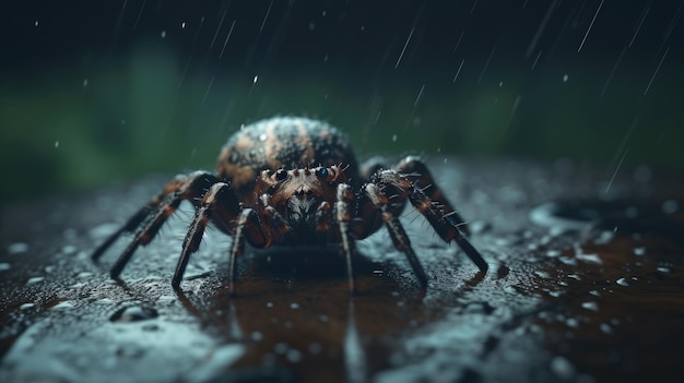 Illustration of a spider in the forest