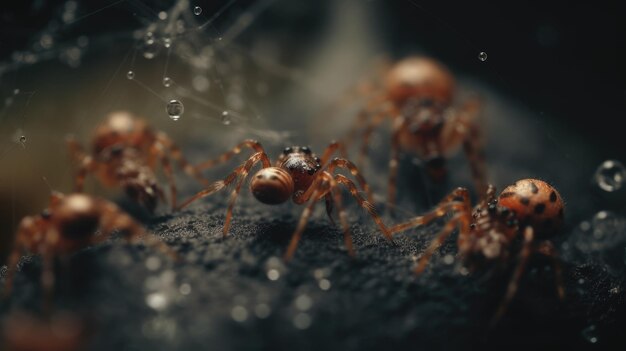 Illustration of a spider in the middle of a forest