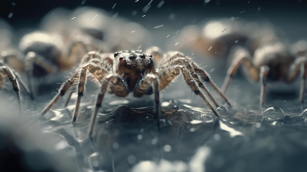 Illustration of a spider in the middle of a forest