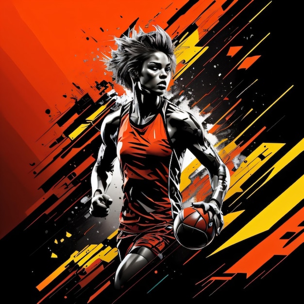 Illustration of sport design with painting art syle