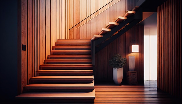 Photo illustration stairs in a modern house.