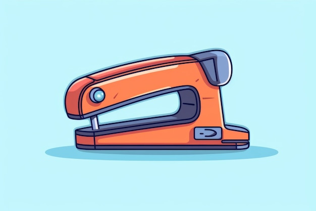 Illustration of a stapler with a blue background