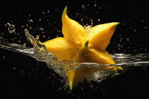 Illustration of Star Fruits Creating a Burst of Vibrant Splash