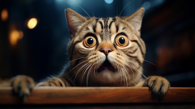 Illustration of a startled cat with wide eyes and an open mouth