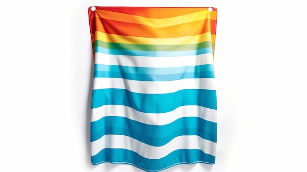 Illustration Striped beach towel on white background generative Ai