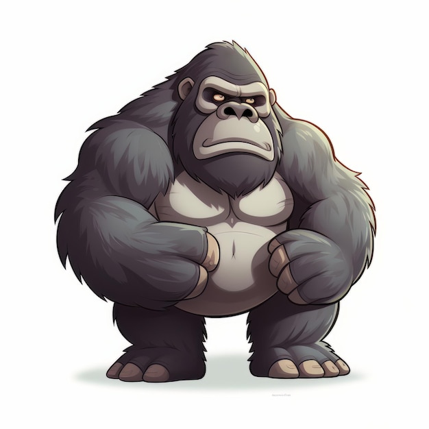 Photo illustration of a strong gorilla with a big muscles on white background