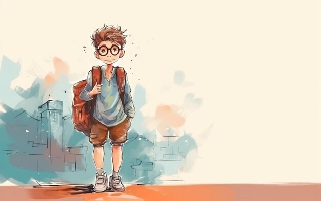 Иллюстрация студента, возвращающегося в школу