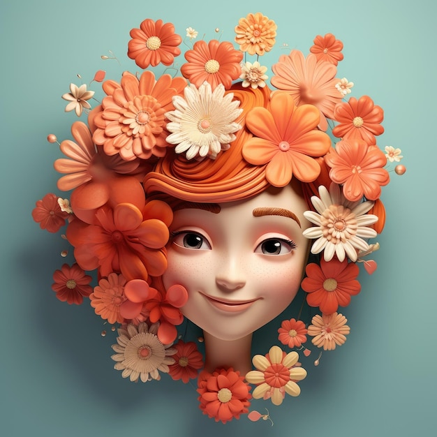女性の日の女性の花や花のデザインのイラスト スタイル