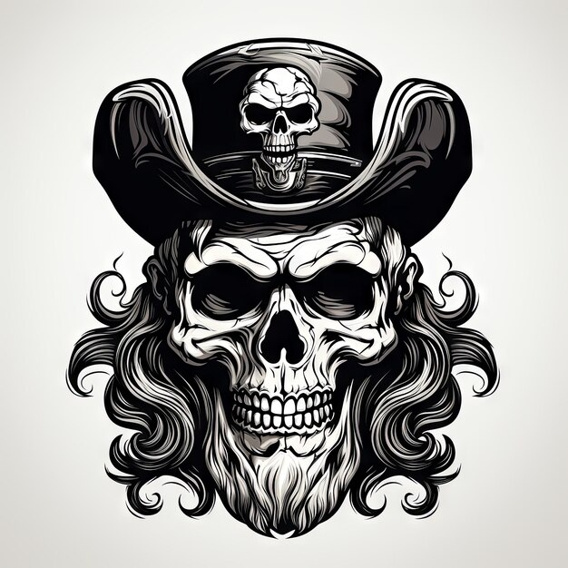 Photo illustration of a styled skull art tattoo design