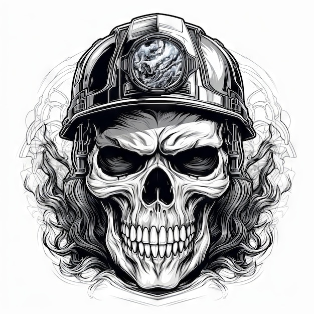 Illustration of a styled skull art tattoo design