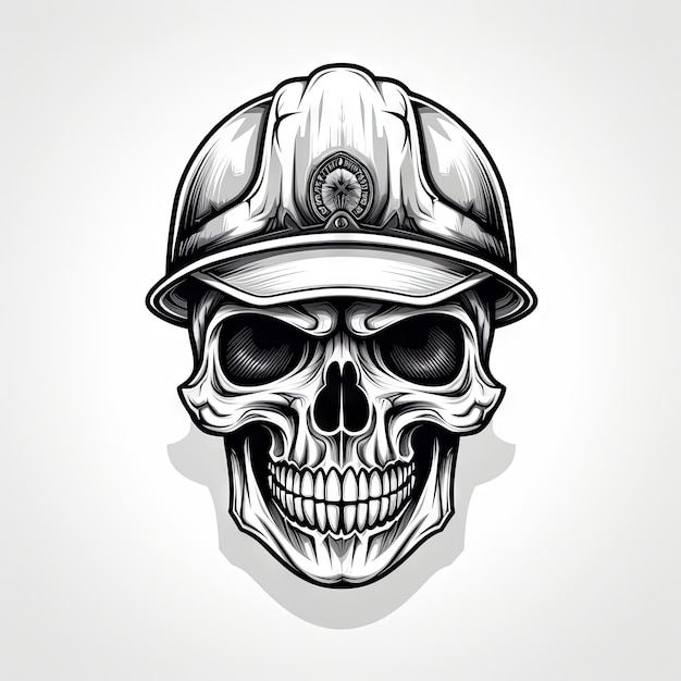 Illustration of a styled skull art tattoo design