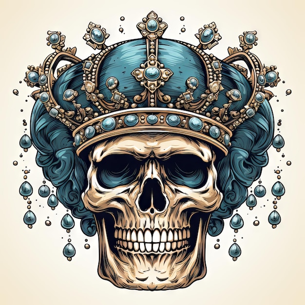 Foto illustrazione di un disegno del tatuaggio di arte del cranio in stile