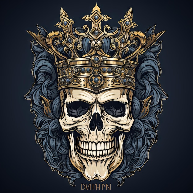 Illustration of a styled skull art tattoo design