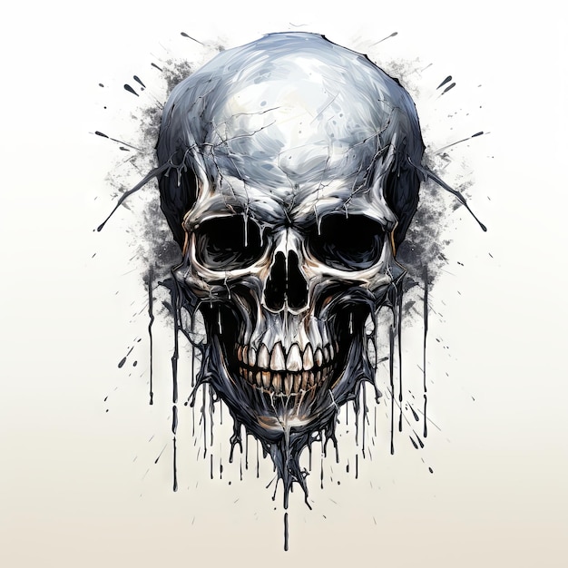 Illustration of a styled skull art tattoo design