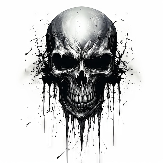 Illustration of a styled skull art tattoo design