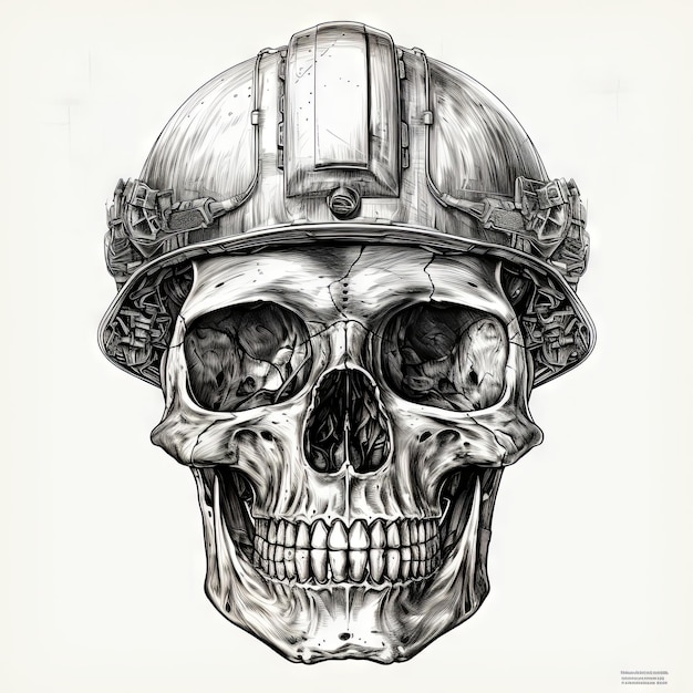 Foto illustrazione di un disegno del tatuaggio di arte del cranio in stile