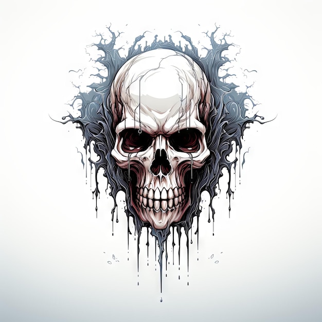 Illustration of a styled skull art tattoo design