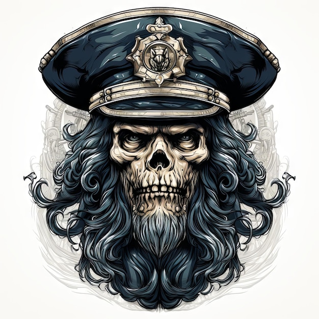 Illustration of a styled skull art tattoo design