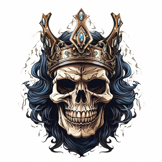 Illustration of a styled skull art tattoo design