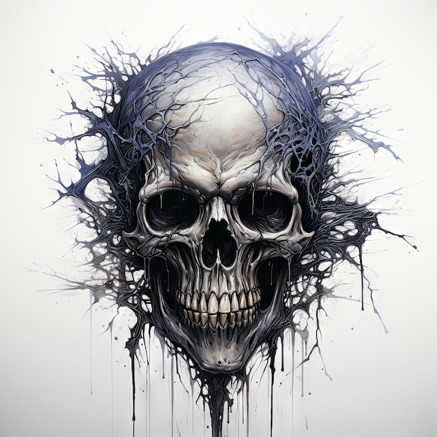 Illustration of a styled skull art tattoo design