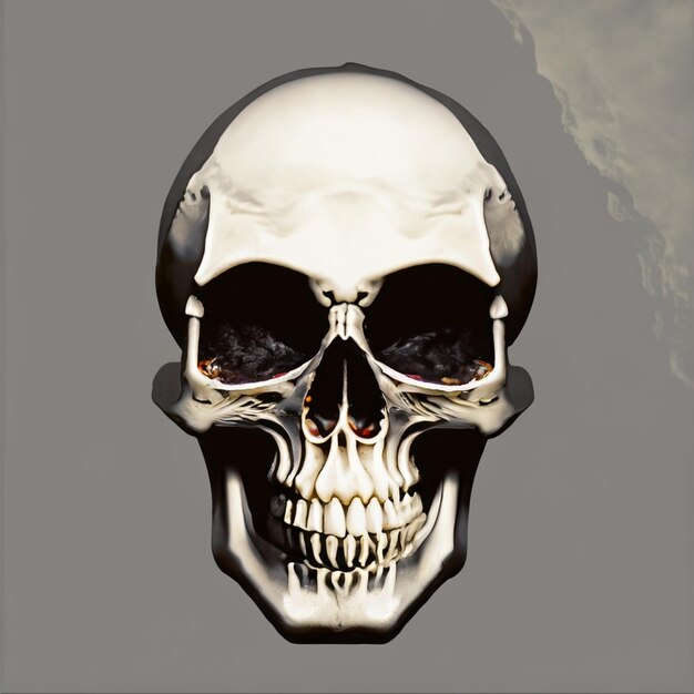 Illustration of a styled skull art tattoo design