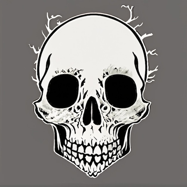 Illustration of a styled skull art tattoo design