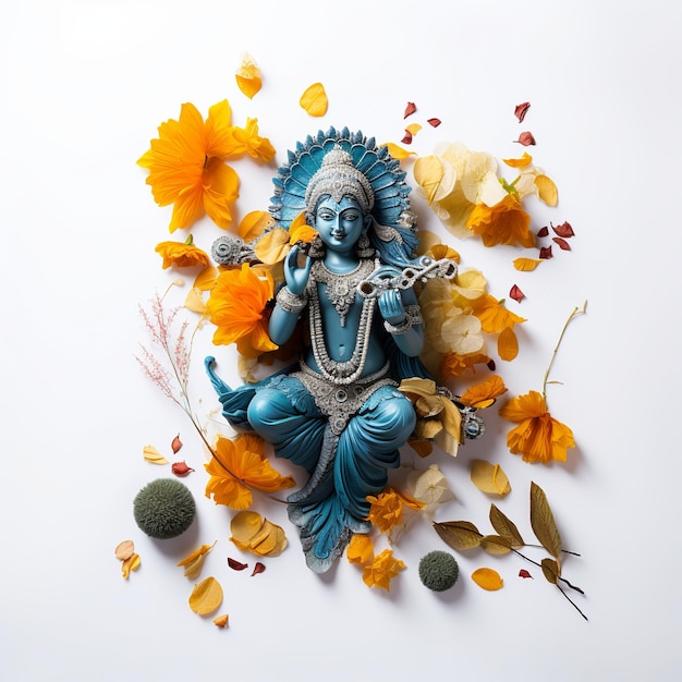 illustration of Styled stock photo blue lord krishna statue makhan