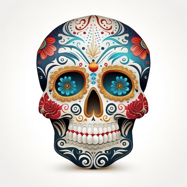 Illustration of sugar skull isolated for the day of the dead Generative ai