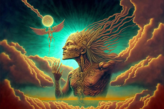 illustration of a sun god